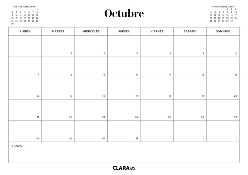 calendario octubre 2019 para imprimir gratis jpg