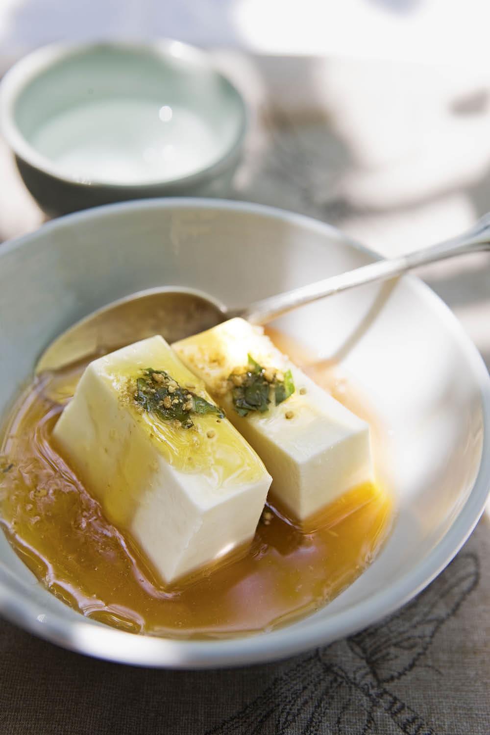 Tofu con miel y té verde