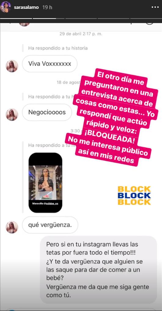 Sara Salamo críticas Instagram