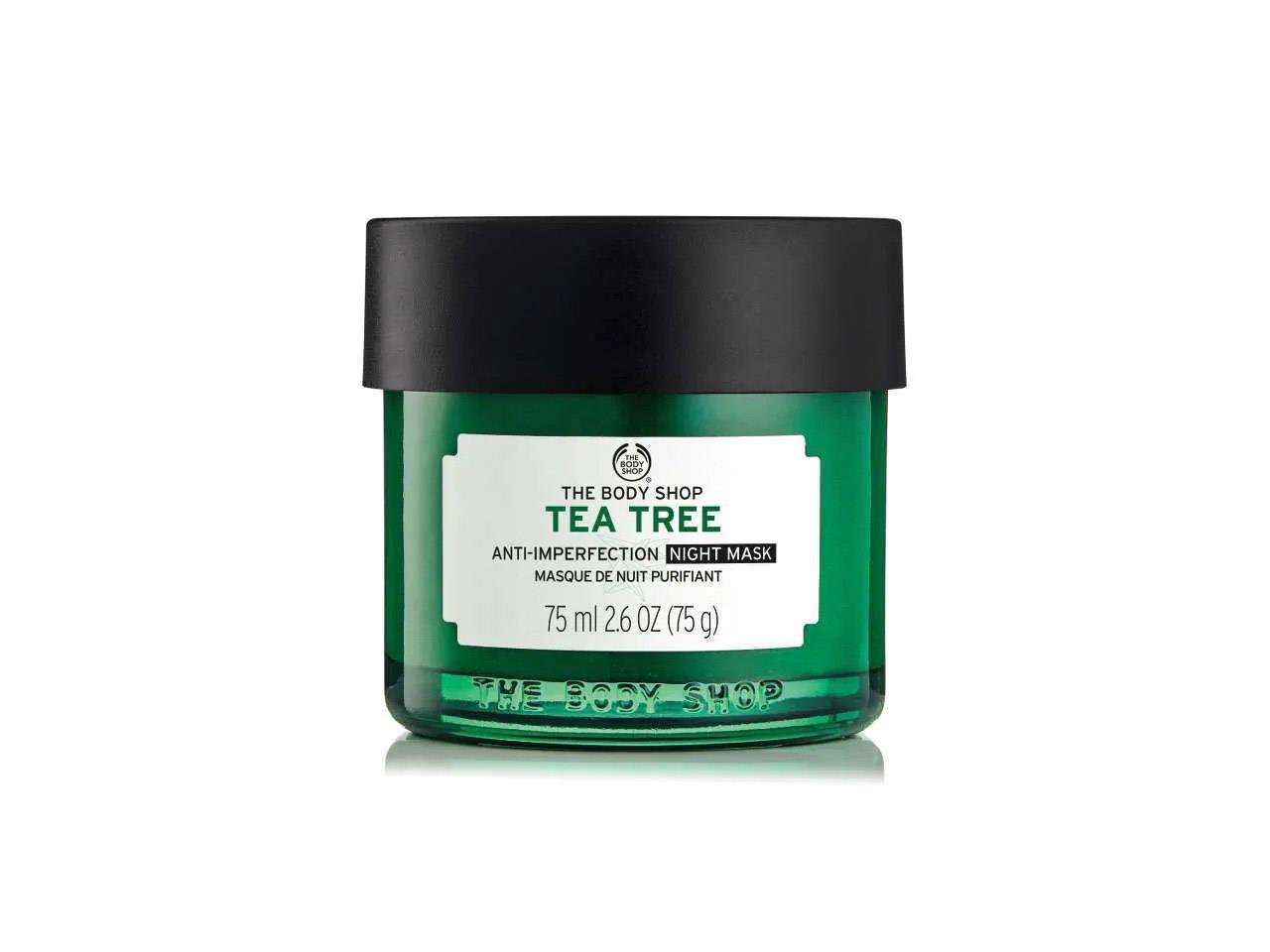 cosméticos con aceite de árbol de té Mascarilla de Noche Anti-Imperfecciones Árbol de Té de The Body Shop, 14€