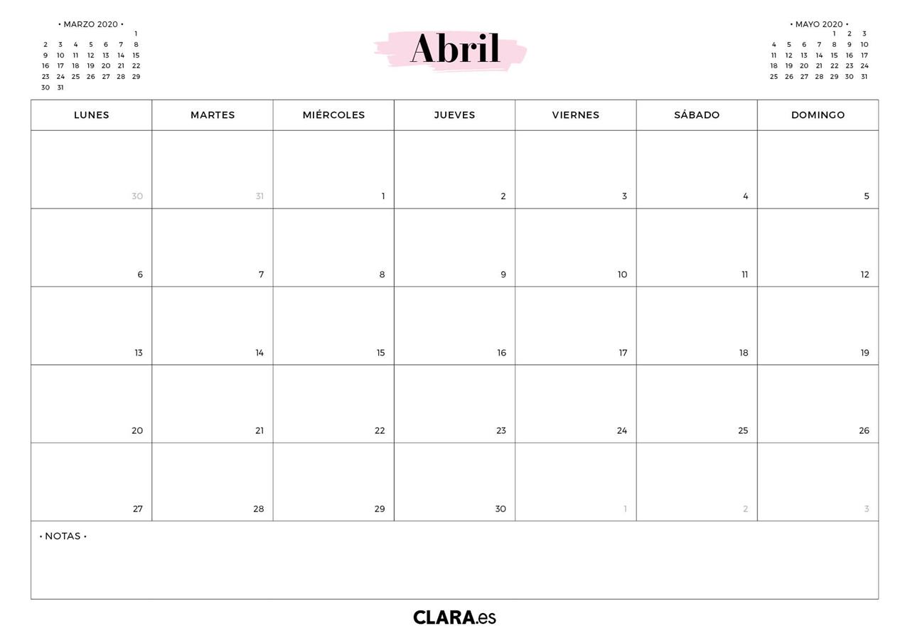 calendario abril 