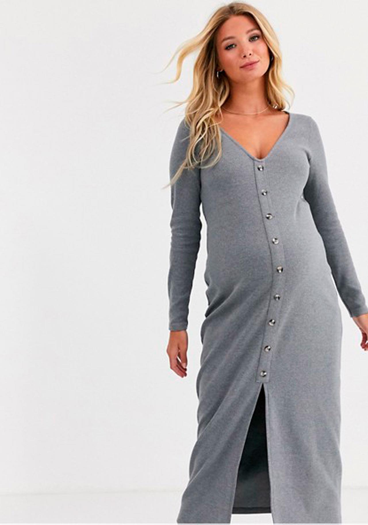 vestido-gris-asos-maternity