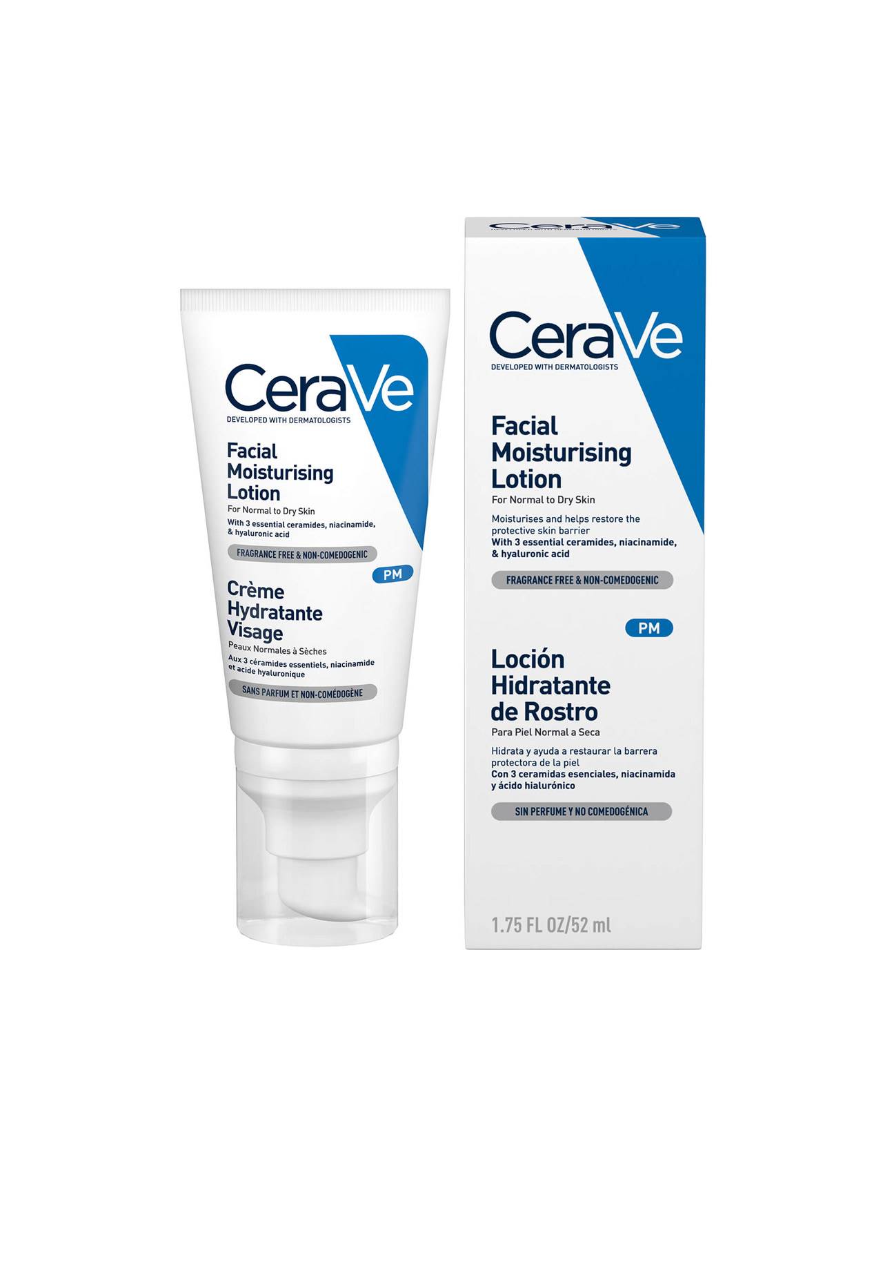 cosméticos con ácido hialurónico Loción facial hidratante sin SPF de CeraVe