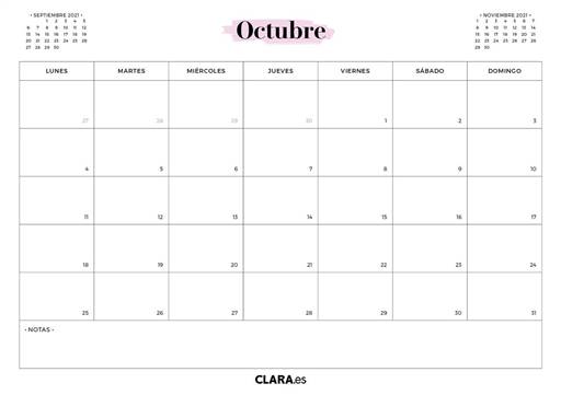 Calendario octubre 2021 para imprimir jpg