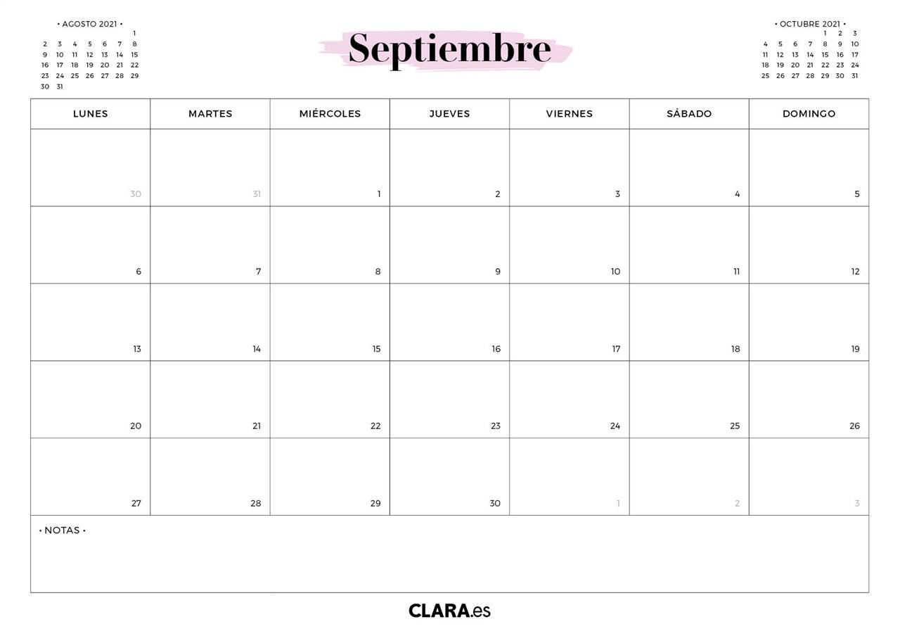 Calendario septiembre 2021 para imprimir jpg