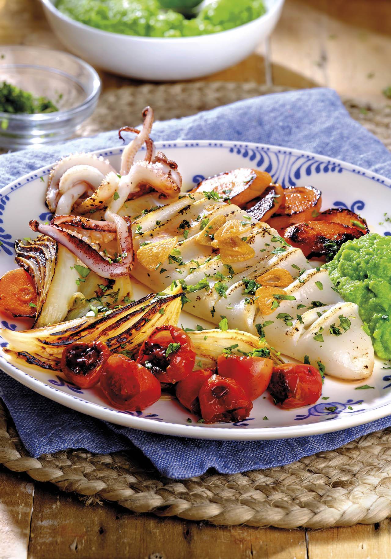 cenas para adelgazar rapidas calamar verduras plancha