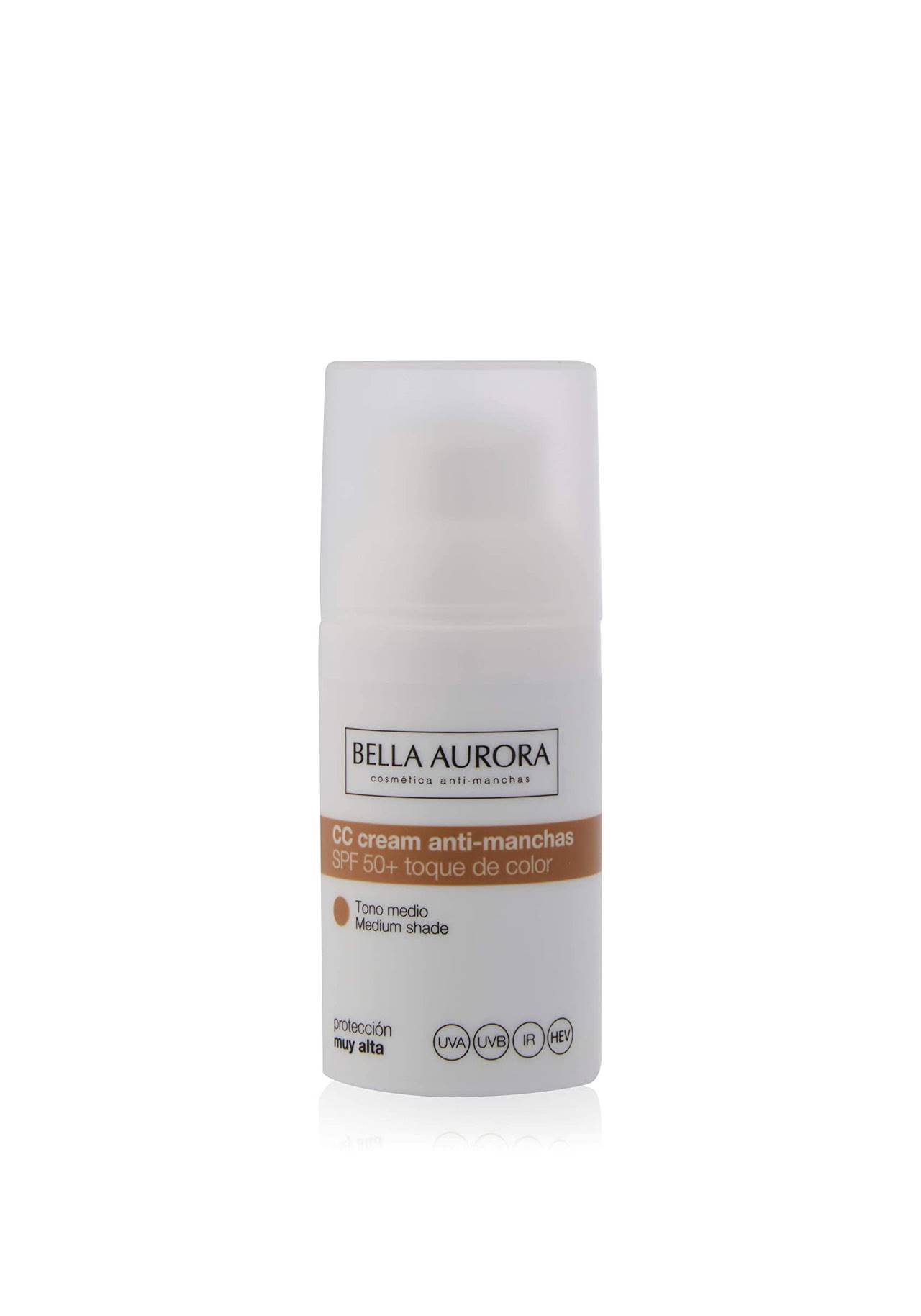 Cremas hidratantes con color CC Cream Anti-manchas FPS 50 de Bella Aurora