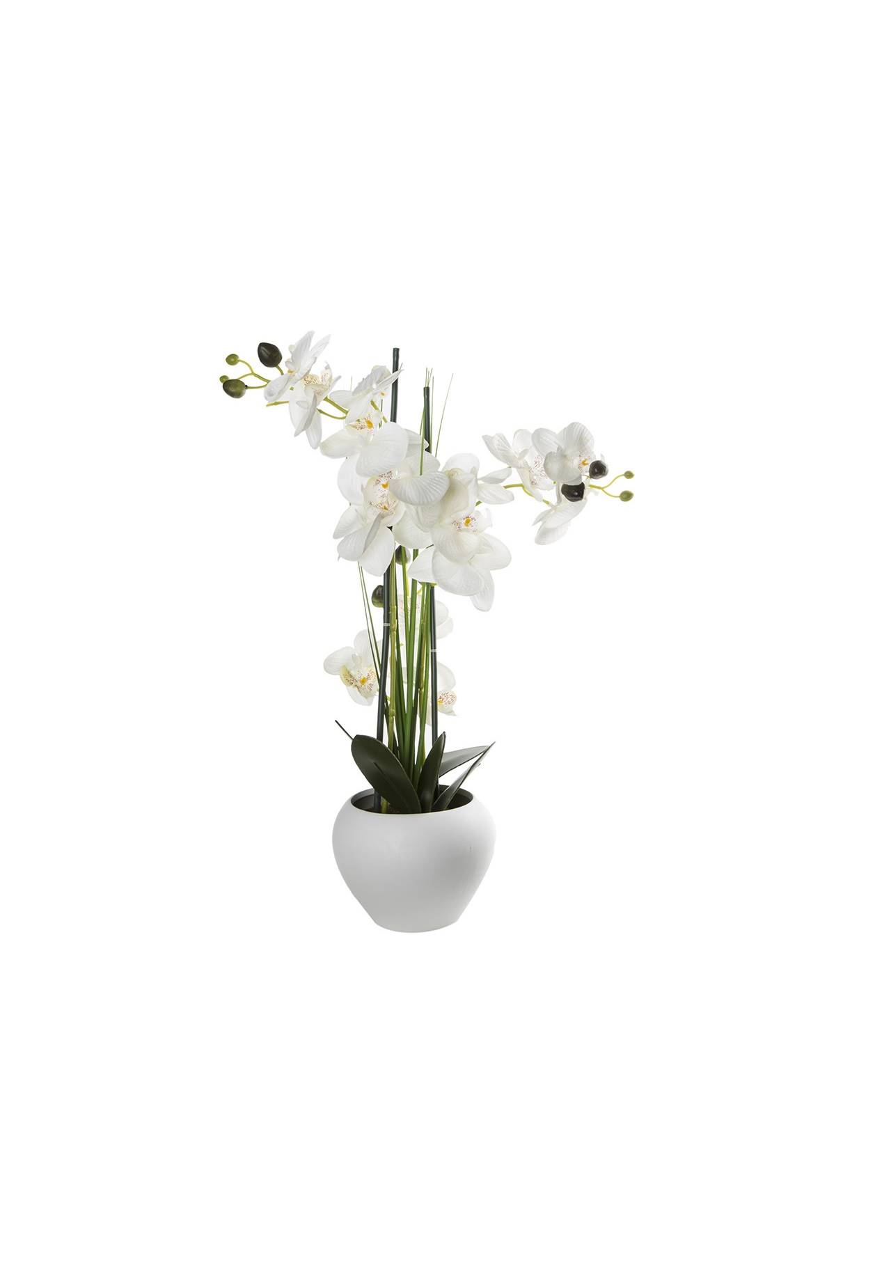 plantas artificiales bonitas orquídea blanca artificial en maceta de cerámica Casa Viva, 25,95€