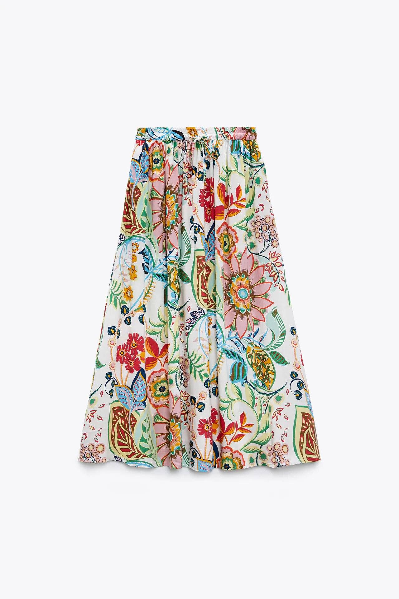 Falda estampada floral de Zara