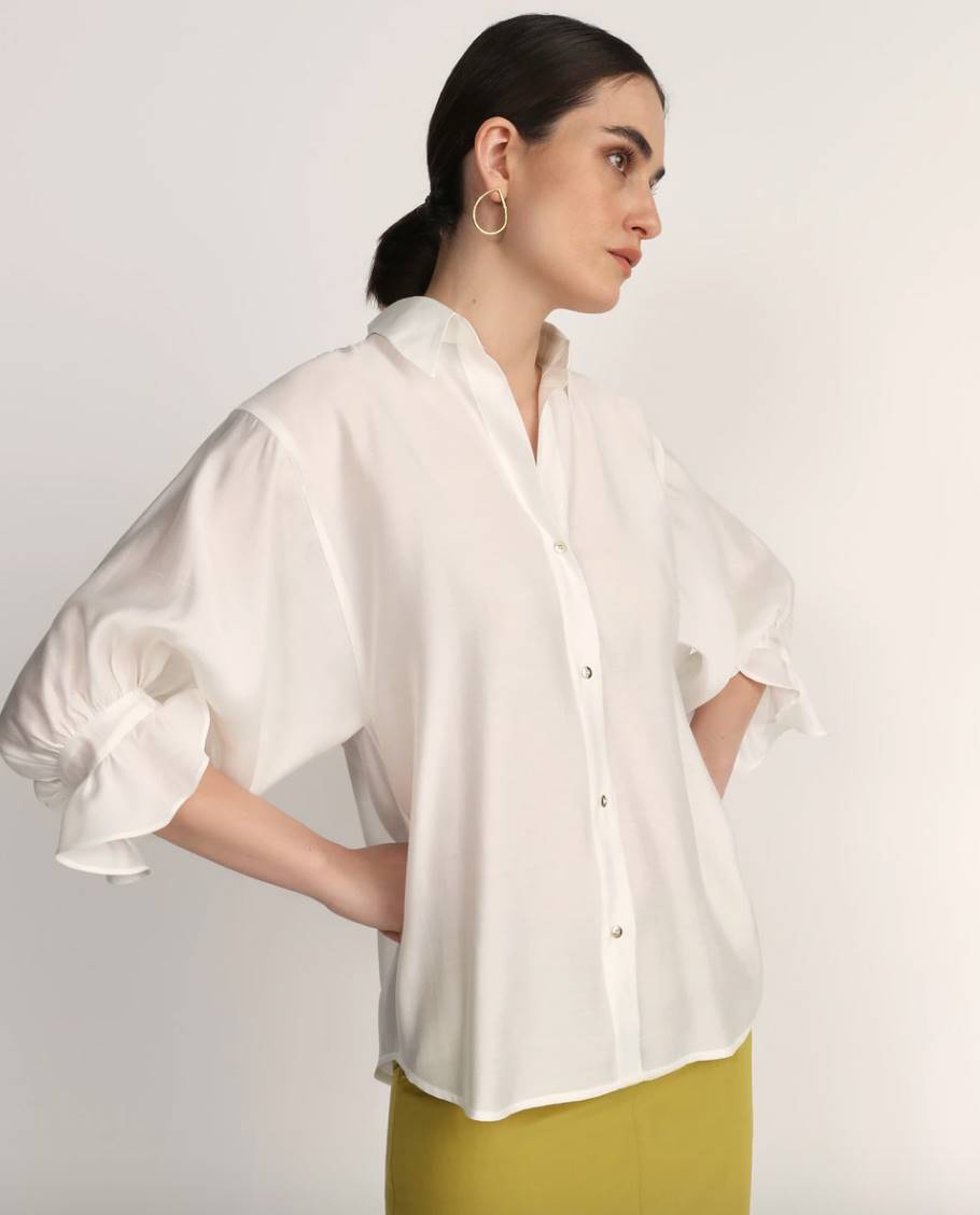 Camisa de mujer Woman Collection blanca con manga abullonada