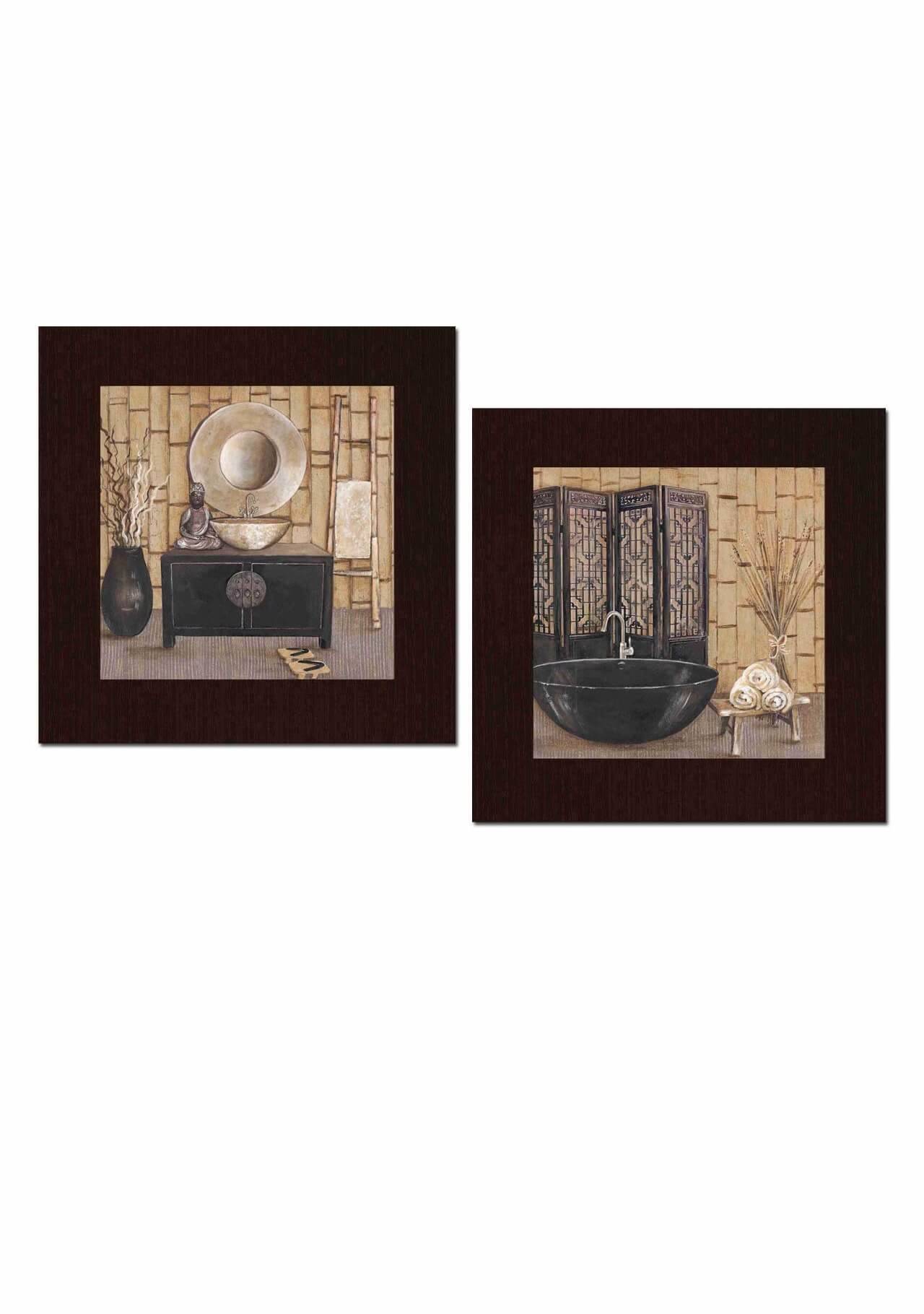 cuadros para baños juego de dos cuadros en tonos marrones Amazon, 36€