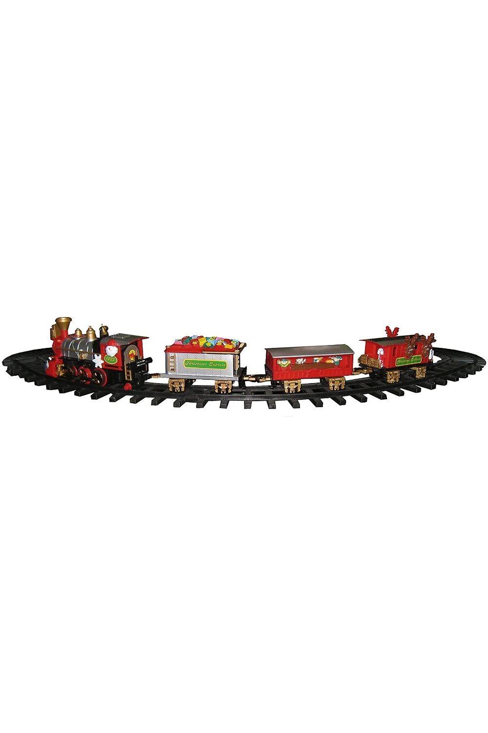 REILA Tren para Árbol con Soporte y Vagones, Rojo, 80 cm