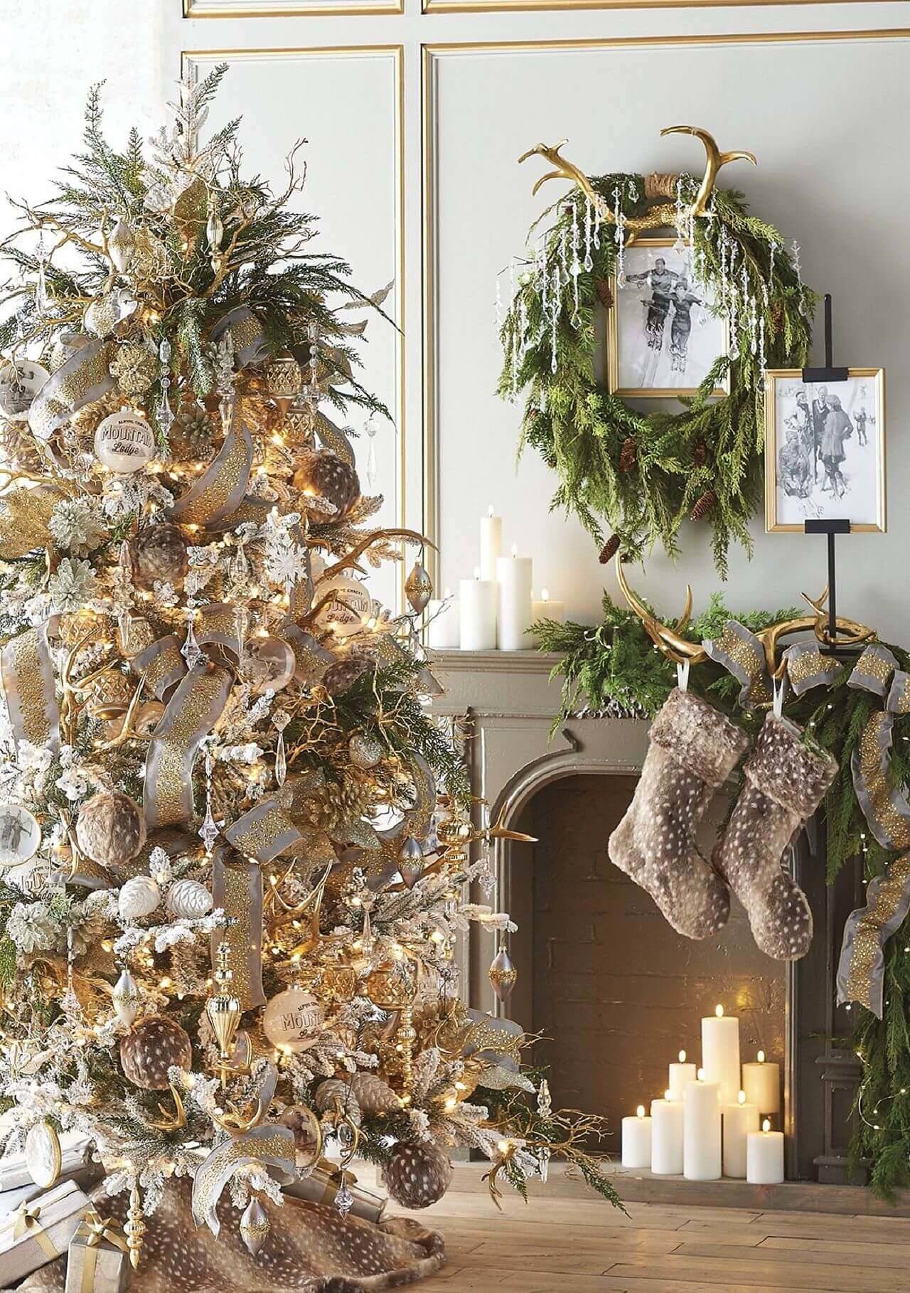 Árboles de Navidad con tonos dorados y cristal