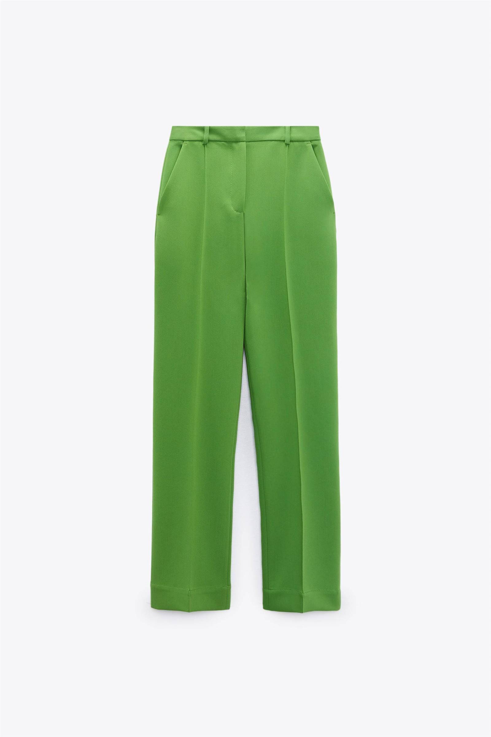 Pantalón verde de corte recto de Zara
