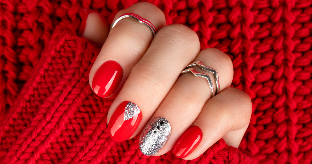Uñas rojo con gris  Diseños de uñas Uñas Disenos de unas