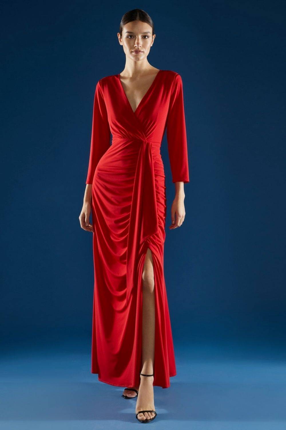 Vestido rojo drapeado 
