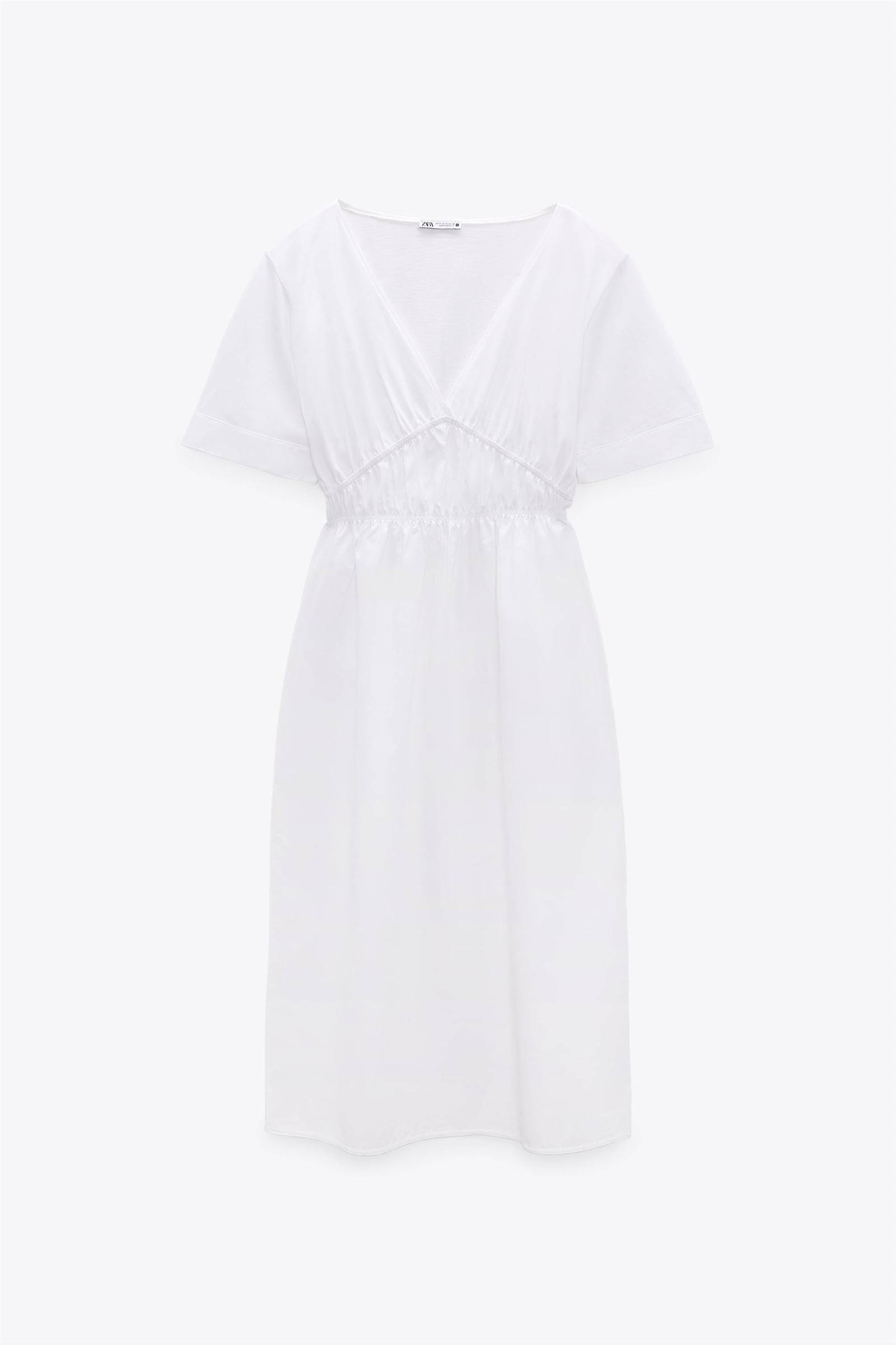 Vestido blanco popelín de Zara