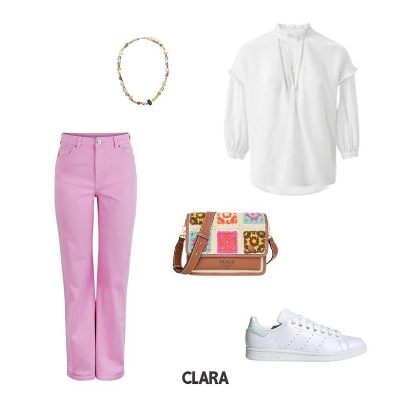 Cómo combinar pantalón rosa: con camisa blanca