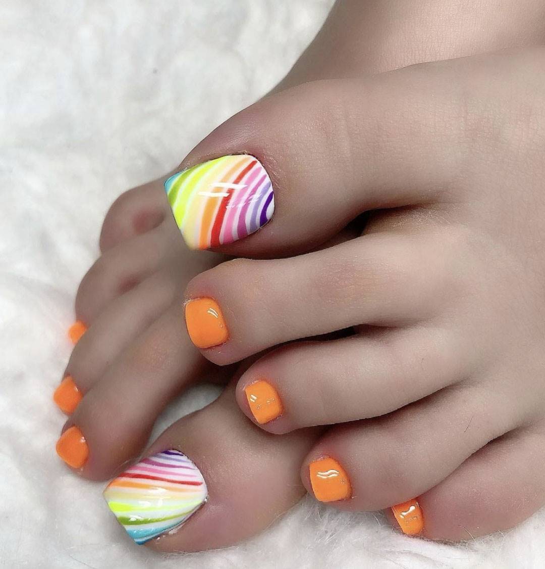 Decoración de uñas de pies: Naranjas