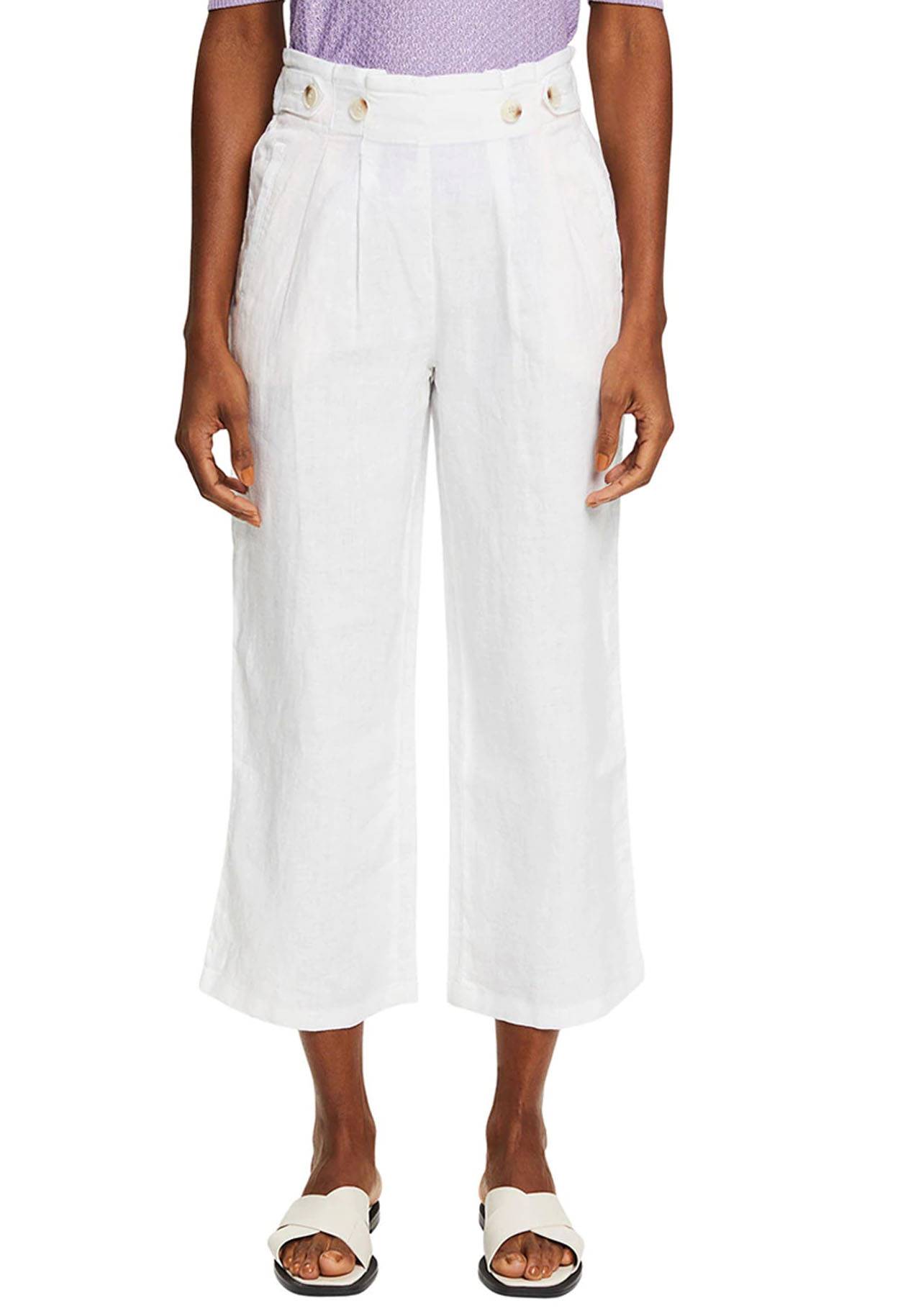 Pantalones de lino blancos culotte