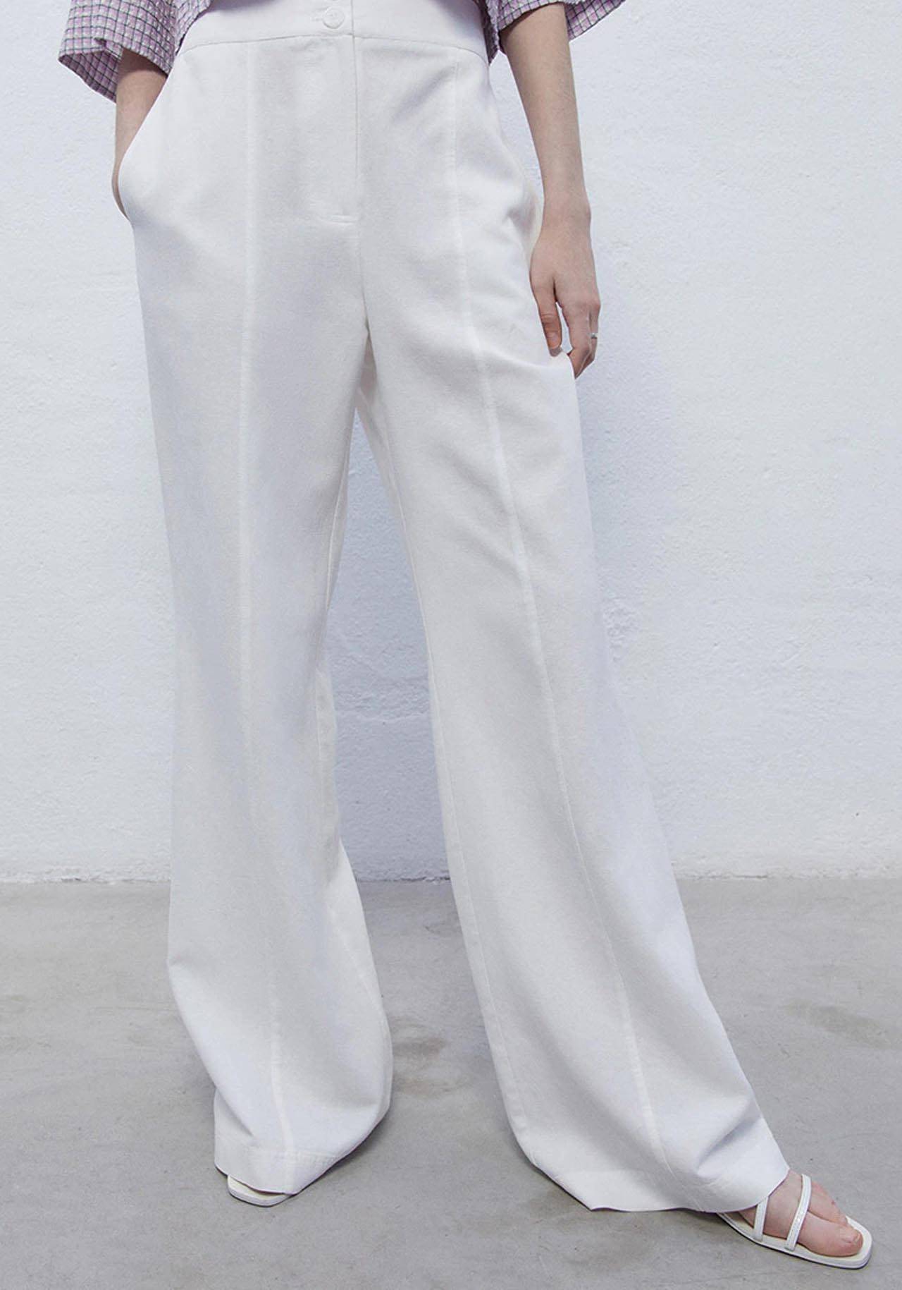 Pantalones de lino blancos anchos
