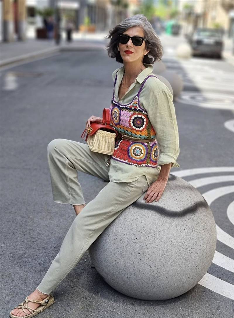 Carmen Gimeno con top de crochet de Zara