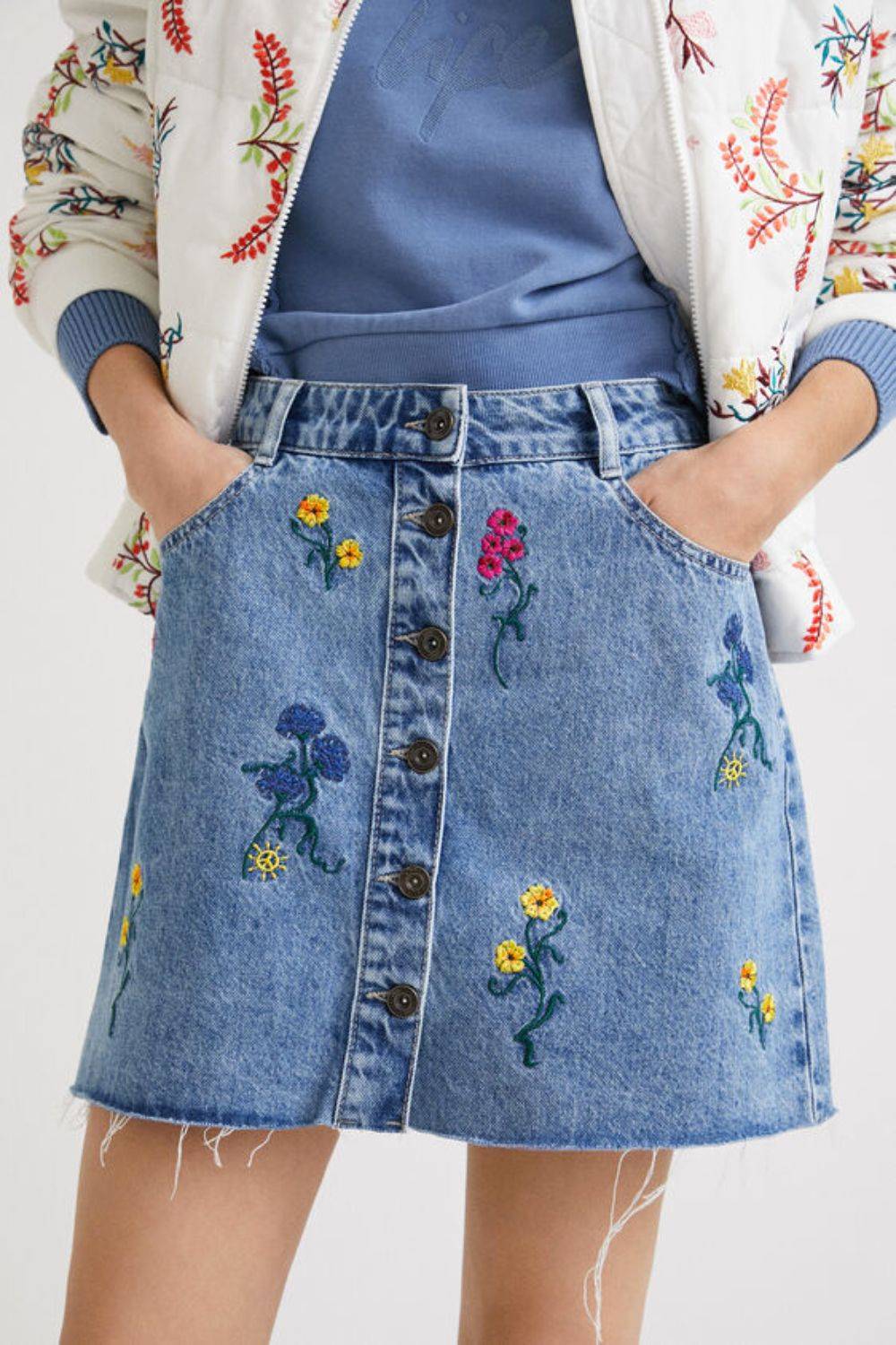 Minifalda vaquera floral