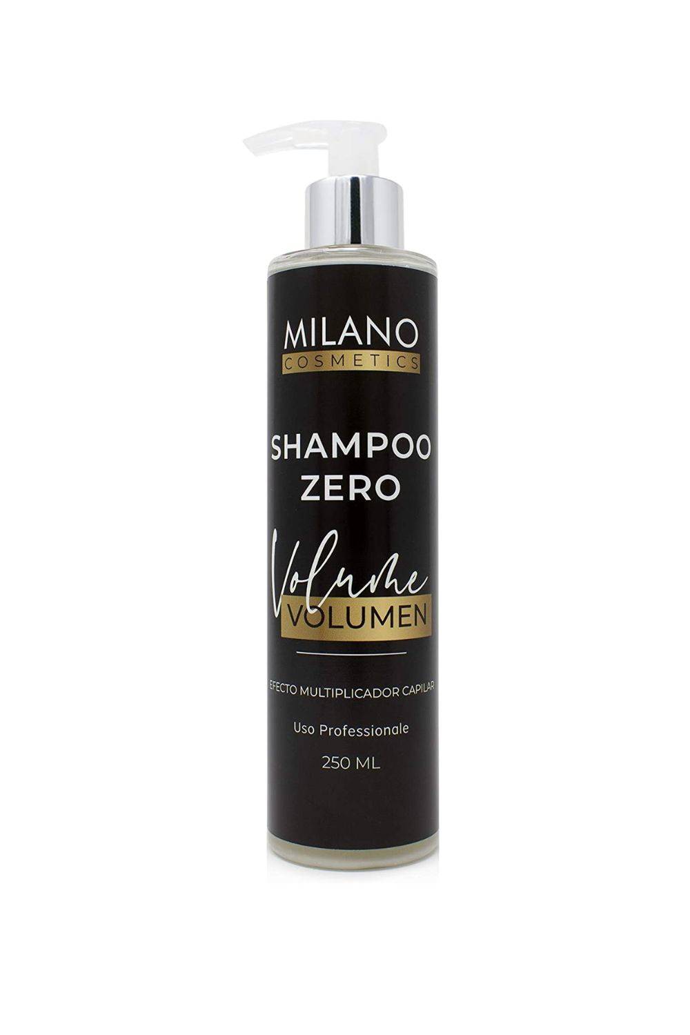 Milano Champú Zero Volumen 250 ml Sin sulfatos ni parabenos ni siliconas ni sales ni cera, profesional para pelo fino con efecto relleno natural, incrementando espesor. Hidratante, sensitive cero.