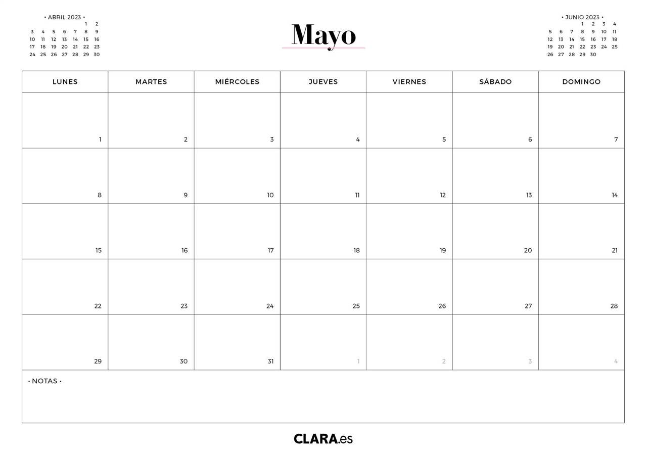 Calendario Del Mes De Mayo Calendario MAYO 2023 para imprimir en jpg y pdf gratis