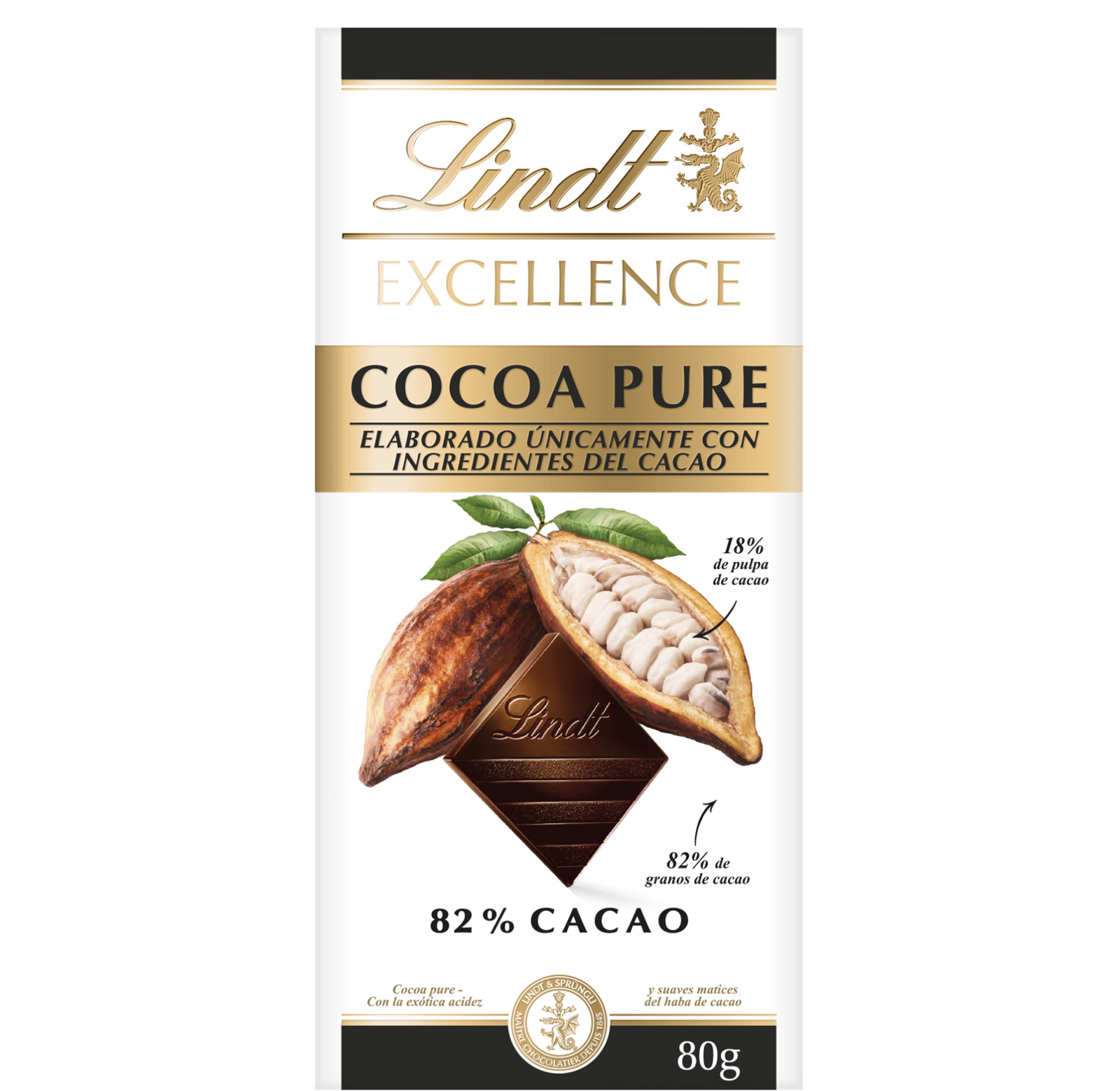 Lindt Excellence Cocoa Pure. 