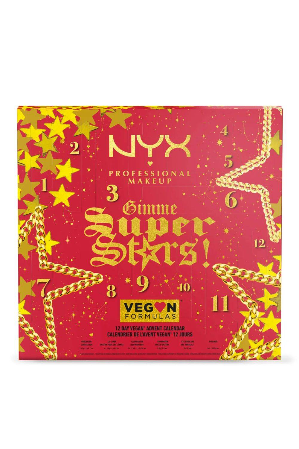 ¡NYX Professional Makeup Gimme Super Stars! calendario de Adviento Vegano Icónico de 12 días