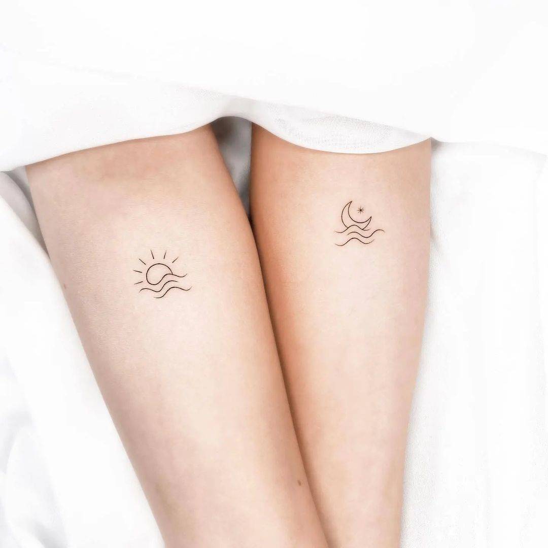 Tatuajes minimalistas de sol y luna