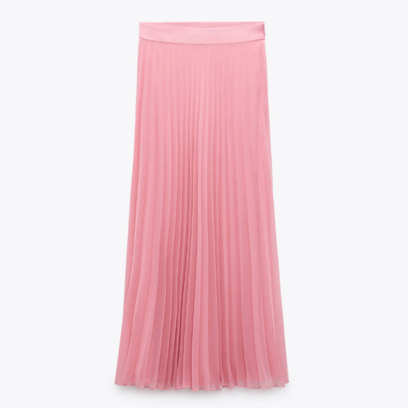 Falda rosa plisada