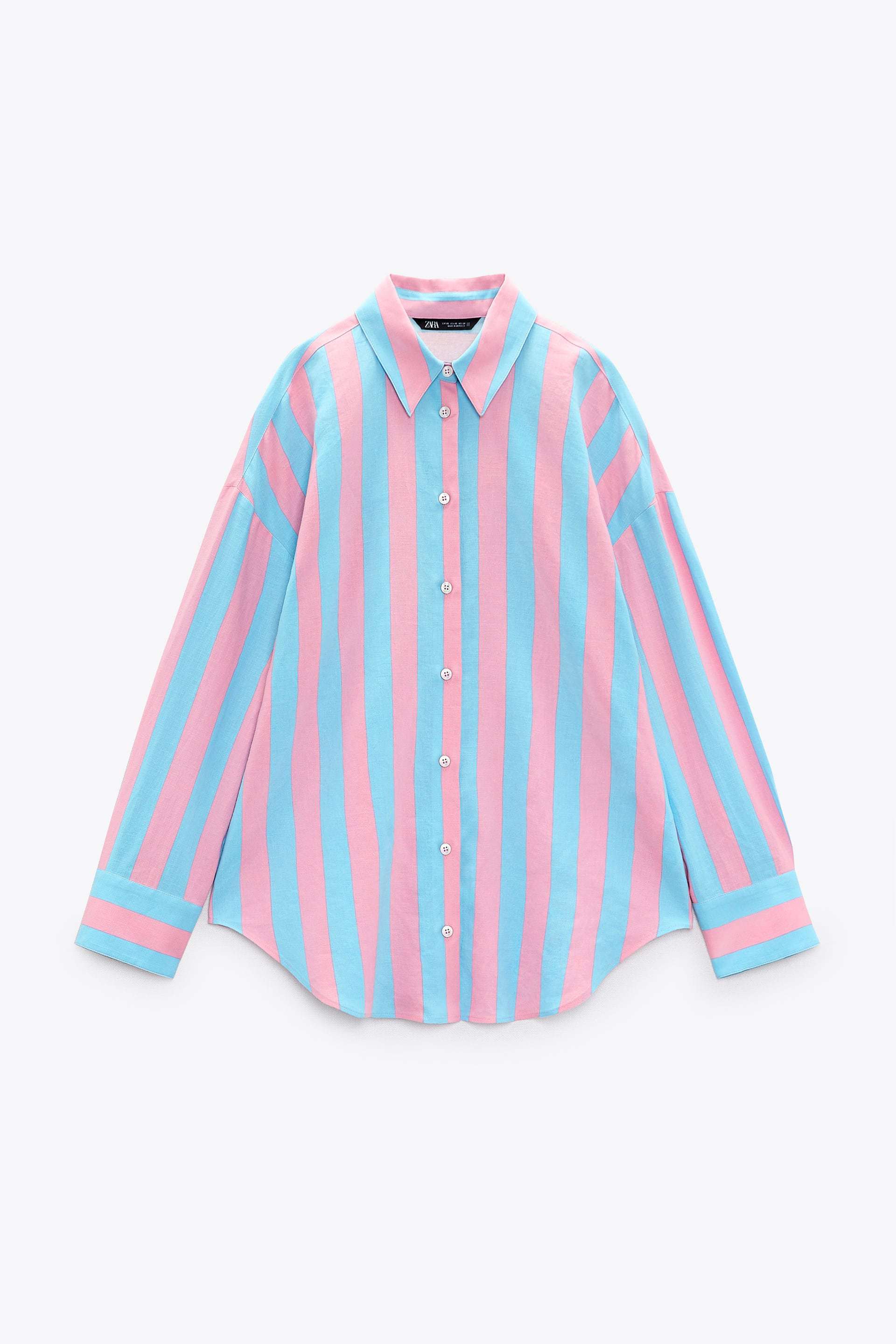 Camisa de lino con rayas de Zara