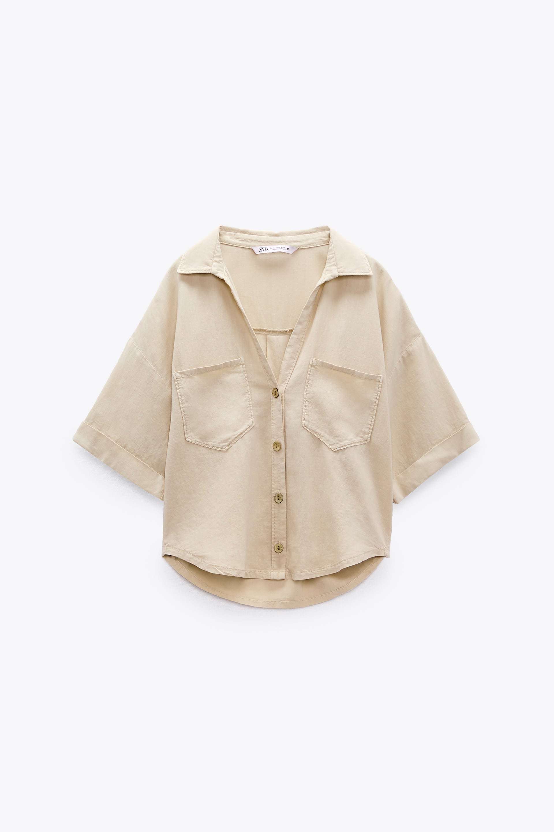 Camisa de lino de manga corta de Zara