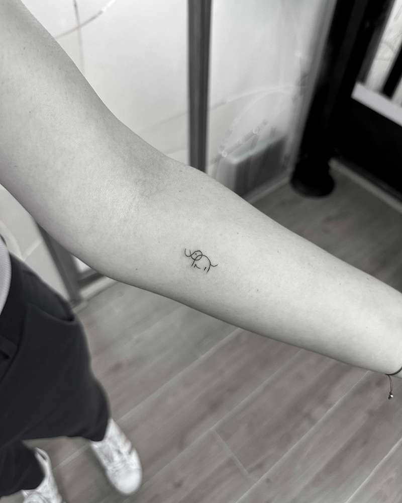 Tatuajes pequeños para mujer con significado: elefante minimalista