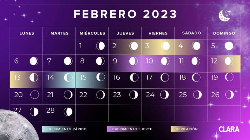 Calendario Lunas 2023 de Febrero