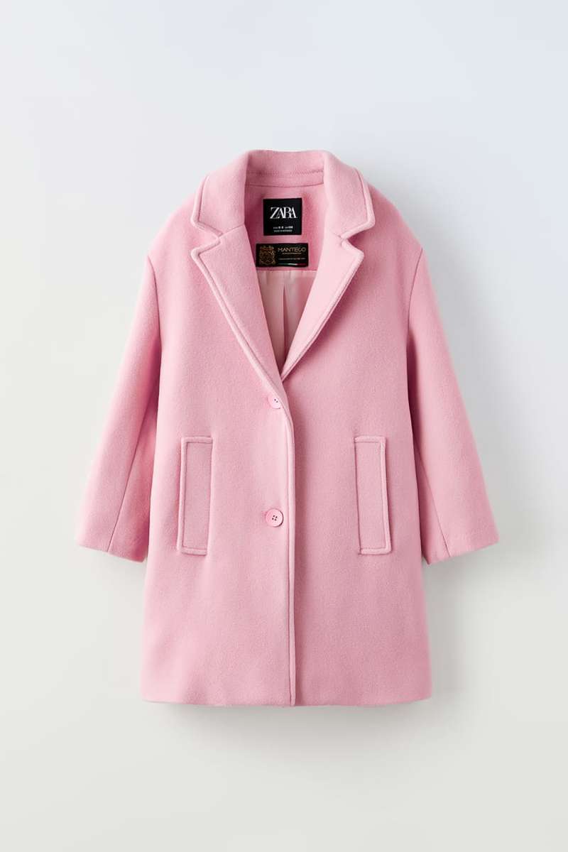 Abrigo de paño en color rosa