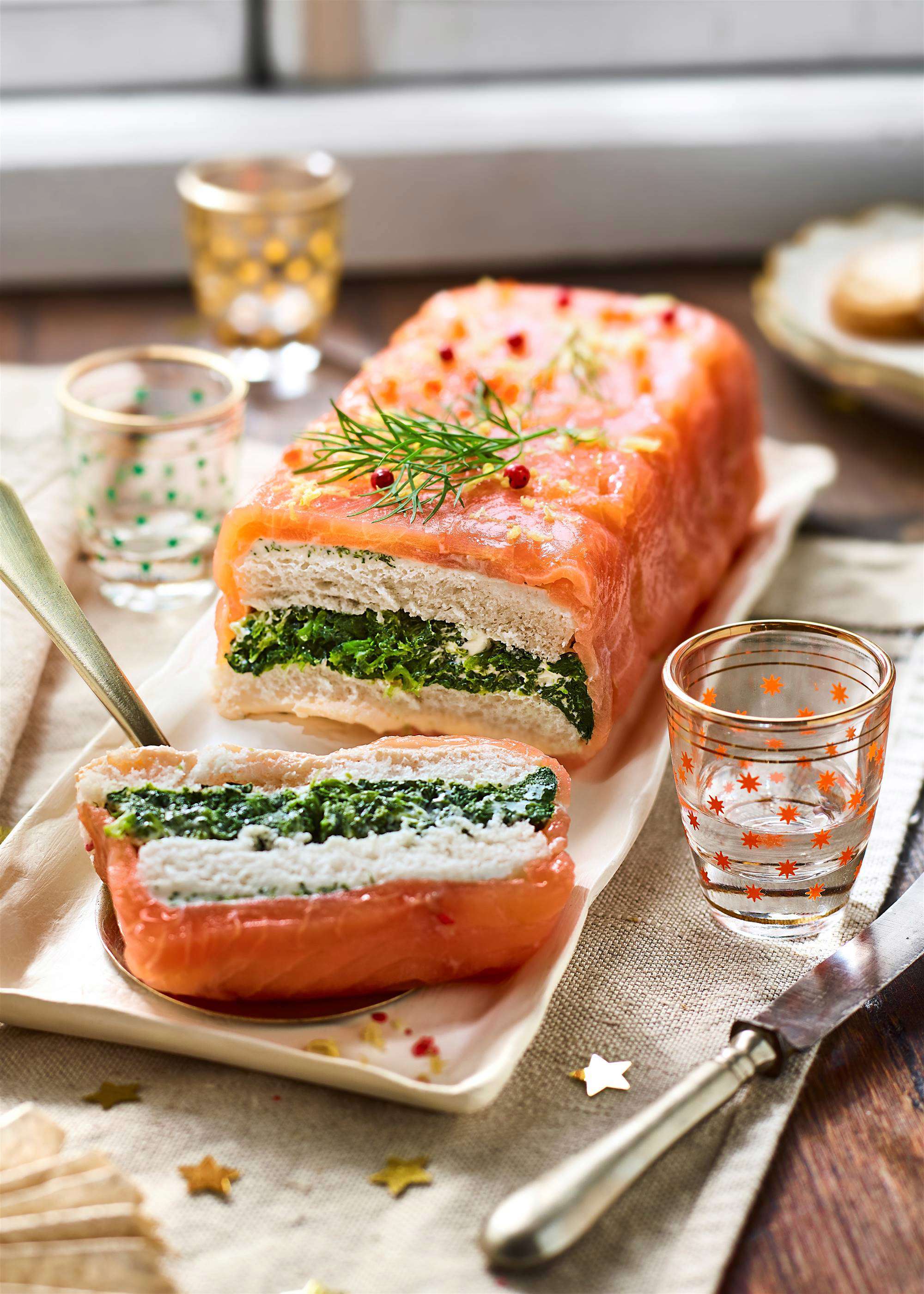 cenas navideñas fáciles Pastel de salmón y espinacas